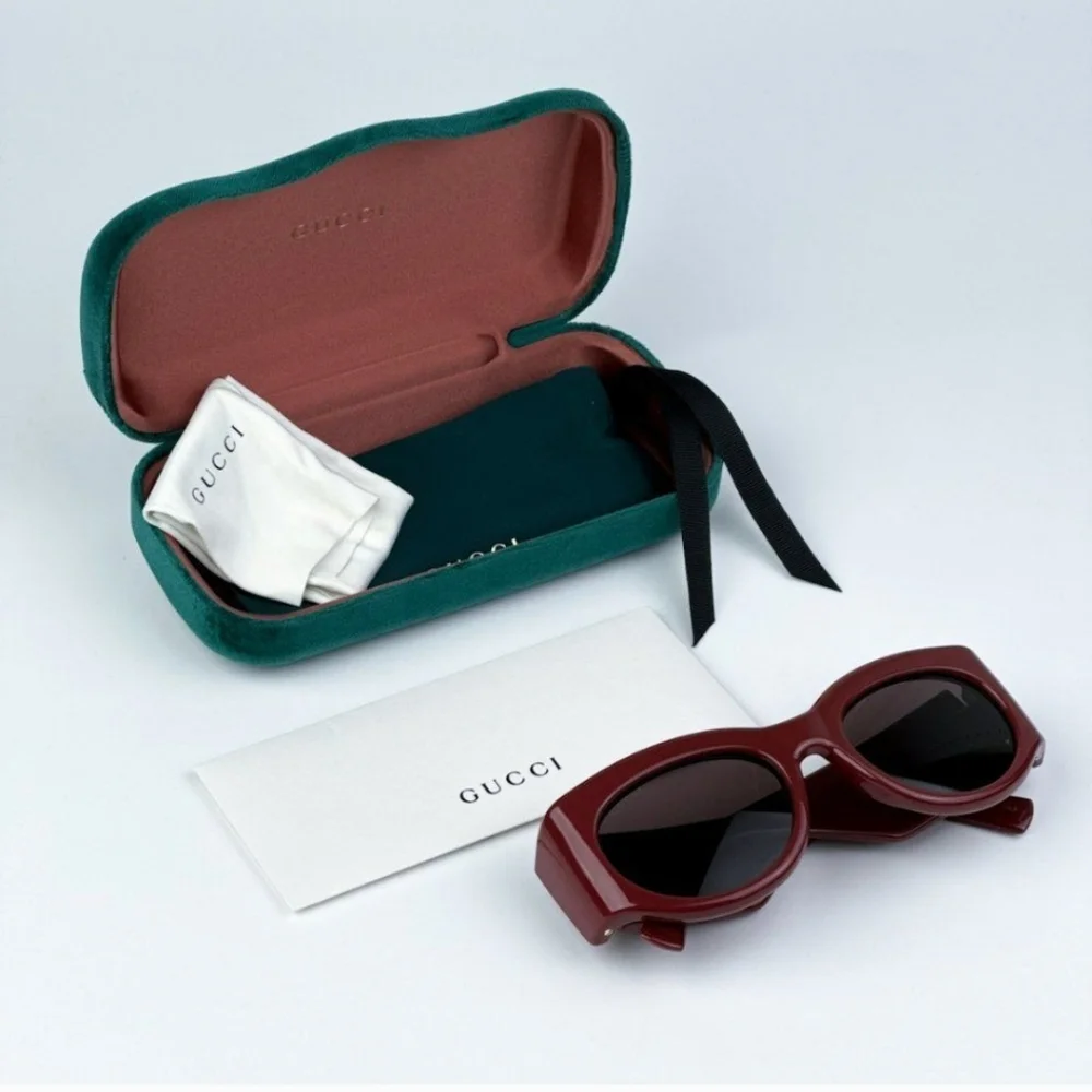 Gucci GG1544S 002 Burgundy Brown Unisex Oval Sunglasses GG 1544S NEW